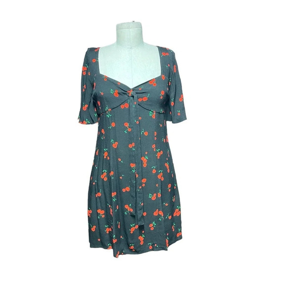 HVN Black Cherry Print Emily Sweetheart Mini Dress‎ Size 2 - Picture 2 of 13